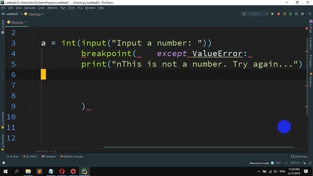 Python Input a number, if it is not a number generate an error message смотреть онлайн