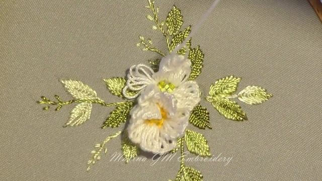 3D Jasmine Flowers Embroidery for Your Home. Dimensional Embroidery Beadwork смотреть онлайн