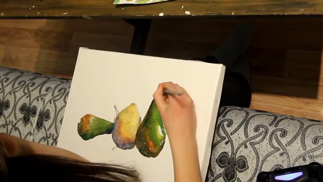 Племяшка Марьяна пишет акварелью груши (11 лет) смотреть онлайн