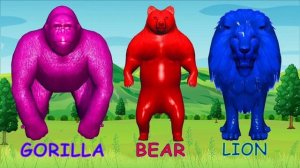 Paint animals gorilla cow tiger lion elephant fountain crossing animals.kids ug tv