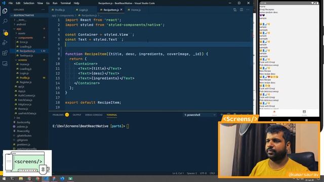 React Native app from scratch | Part 6 Recipe List & Profile Styling смотреть онлайн
