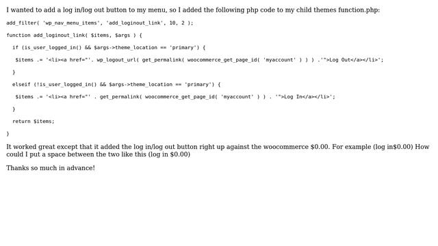 Wordpress: Trouble with a php code that adds a log in/log out button смотреть онлайн
