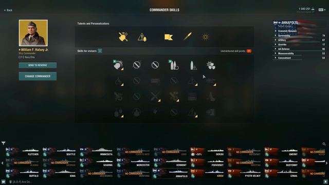 World Of Warships - Annapolis: Upgrade & Commander Build