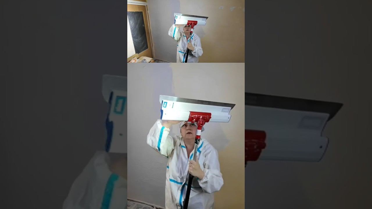 Нанесение шпаклёвки валиком  #шпатлевание #валик # #правило #ремонтсвоимируками