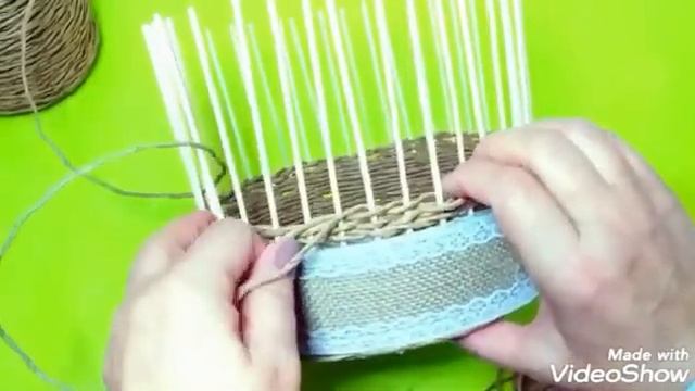 Сделала интерьерную корзину , из бумажного шпагата. смотреть онлайн
