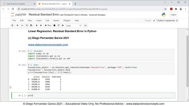 Linear Regression. Residual Standard Error in Python (Jupyter) смотреть онлайн
