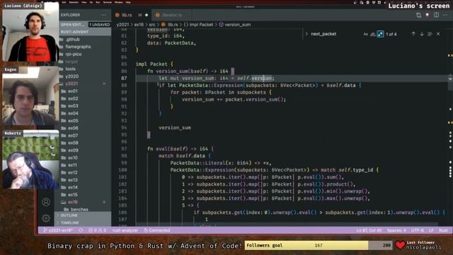 ? Rust vs ? Python: Advent of code in Rust - solving day 16/2021 (Twitch Live 2022-05-30) смотреть онлайн
