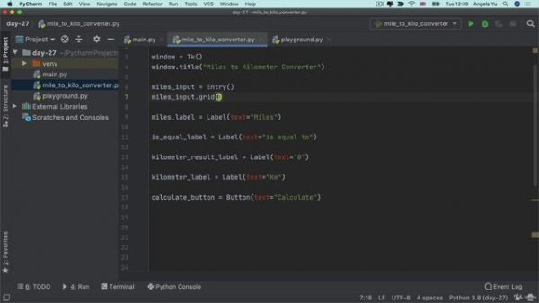Day 27 - Tkinter, args, kwargs and Creating GUI Programs - 12. Mile to Kilometers Converter Project