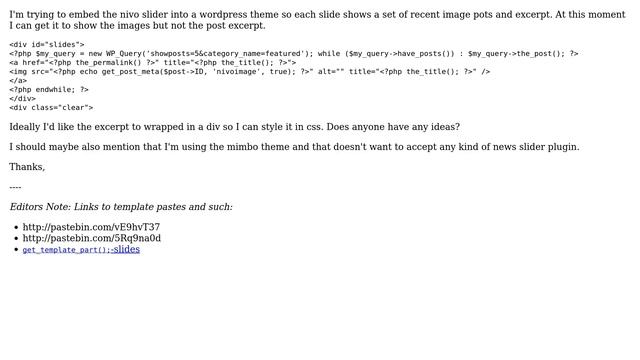 Wordpress: How to get the nivo slider to show excerpt? смотреть онлайн