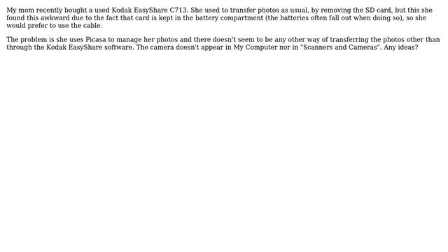 Unix & Linux: How to get a Kodak EasyShare C713 to show up as a drive? смотреть онлайн