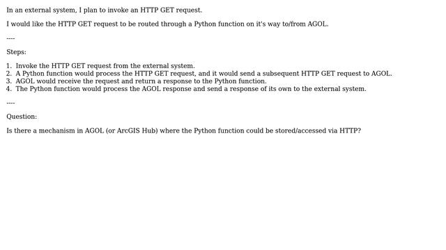 GIS: Route an HTTP request through a Python function (on the way to/from AGOL) смотреть онлайн