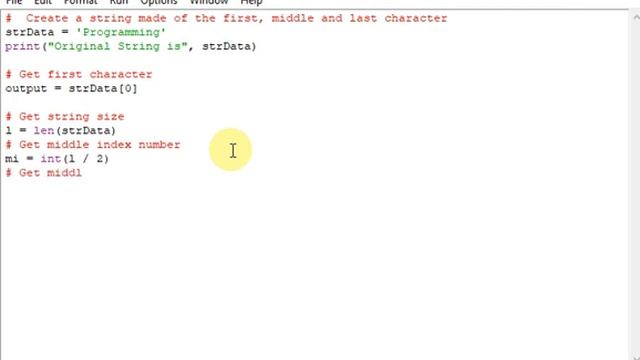 Python Program Create a string made of the first, middle and last character смотреть онлайн