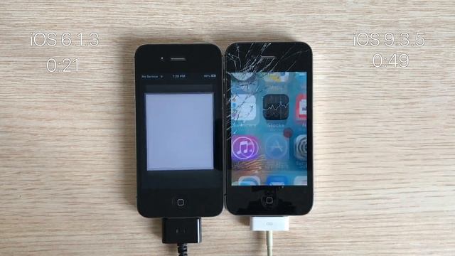 iOS 6.1.3 vs iOS 9.3.5 iPhone 4S Speed Test смотреть онлайн
