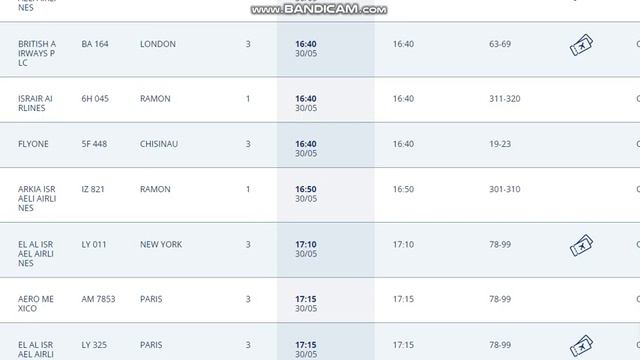 30.05.2021.Запланированные рейсы из аэропорта Бен Гурион, Израиль.Departures from Ben Gurion.TLV смотреть онлайн