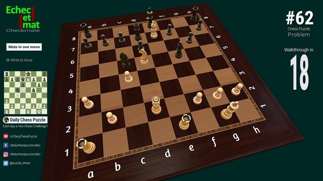 #62 Daily Chess Puzzle [mate in 1 move] Problem with 3D solution | Checkmate смотреть онлайн