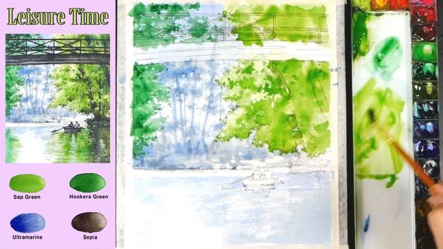 Basic Landscape Watercolor - Leisure Time (sketch & color name view, material introduce) NAMIL ART смотреть онлайн