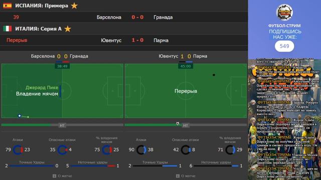 ЮВЕНТУС - ПАРМА СЕРИЯ-А БАРСЕЛОНА - ГРАНАДА ЛА-ЛИГА ФУТБОЛ-СТРИМ ОНЛАЙН ОБЗОР смотреть онлайн