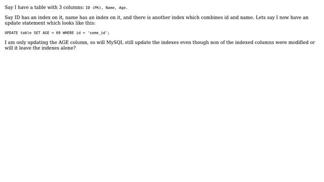 Databases: Does MySQL updated index if index key is not updated? (2 Solutions!!) смотреть онлайн