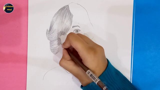Sketch of a Girl with Beautiful Hairstyle | Pencil Sketch Tutorial for Beginners | Creative Mind | смотреть онлайн