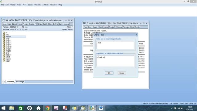 EViews Tutorial - Chow Breakpoint Test смотреть онлайн