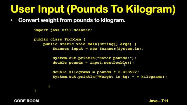 CONVERT POUNDS TO KILOGRAM IN JAVA | JAVA EXERCISES BEGINNER | T-11 | JAVA COURSE FOR BEGINNERS 202 смотреть онлайн