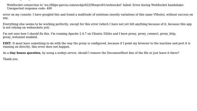 Meteor websocket connection failed using apache смотреть онлайн