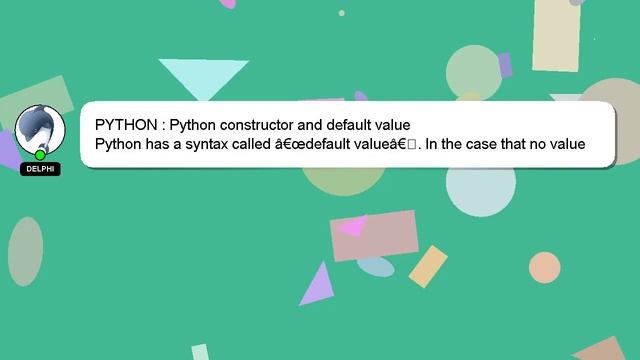 PYTHON : Python constructor and default value смотреть онлайн