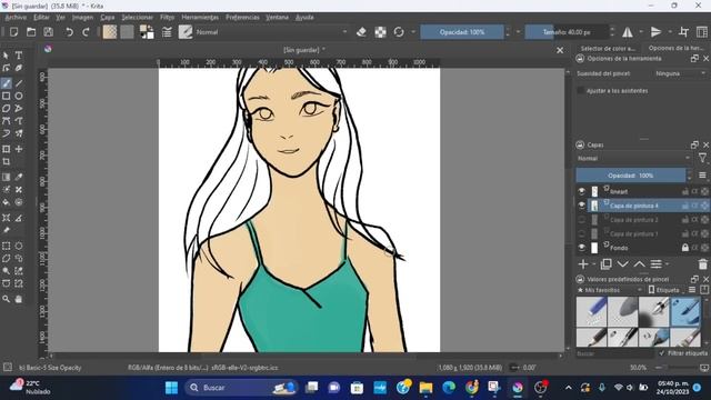 Drawing in #krita girl with silver hair смотреть онлайн