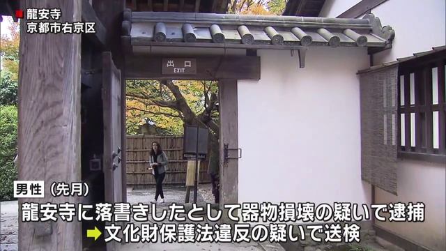 龍安寺に落書きで逮捕の大西達也氏（44）を不起訴処分　京都地検 смотреть онлайн