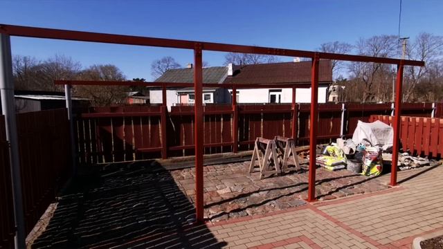 Навес с проф трубы, своими руками.