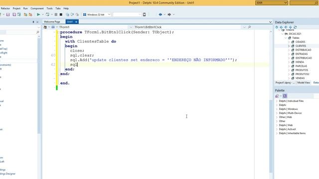PREENCHENDO CAMPOS NULOS DE UMA TABELA COM COMANDO SQL - DELPHI 10.4 смотреть онлайн