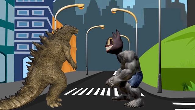 Халк Картун Кэт против Годзиллы | Halk Cartoon Cat VS Godzilla смотреть онлайн