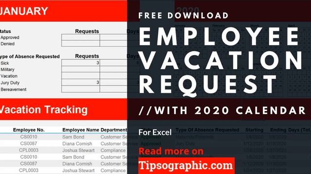 Excel Employee Vacation Request Template with 2020 Calendar ► Free Download смотреть онлайн