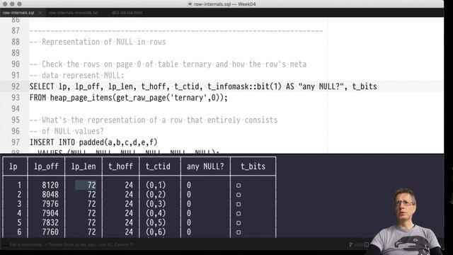 DB2 — Chapter #04 — Video #12 — (Non-)storage of NULL in PostgreSQL, NULL bitmaps смотреть онлайн