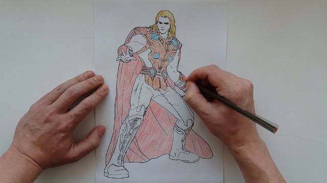 Раскраска Тора цветными карандашами смотреть онлайн