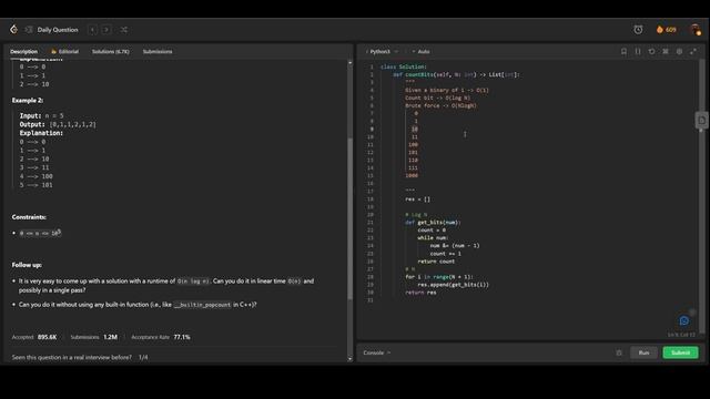 [Leetcode Daily Sep 1] 338. Counting Bits (Python 中文解說) смотреть онлайн