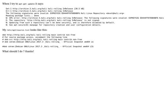 Unix & Linux: Unable to apt-get update on Kali Linux смотреть онлайн