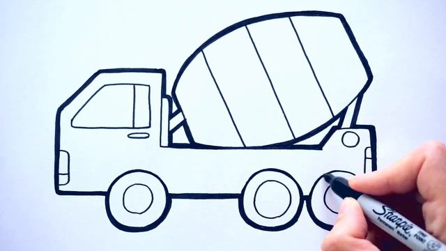 How to draw glitter Mixer Truck for kids | как нарисовать большую машину бетономешалку смотреть онлайн