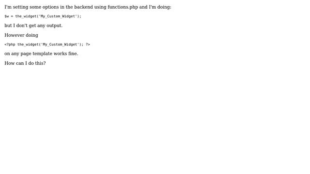 Wordpress: the_widget() inside functions.php смотреть онлайн