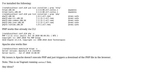 Apache not executing PHP on CentOS 7 in browser смотреть онлайн