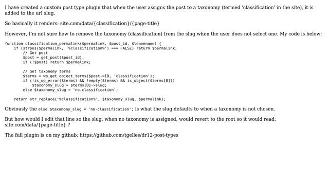 Wordpress: Remove taxonomy slug when not assigning taxonomy with custom post types смотреть онлайн