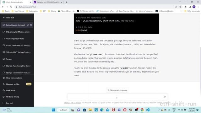 ChatGPT Example Extracting Historical Data From Yahoo Finance смотреть онлайн