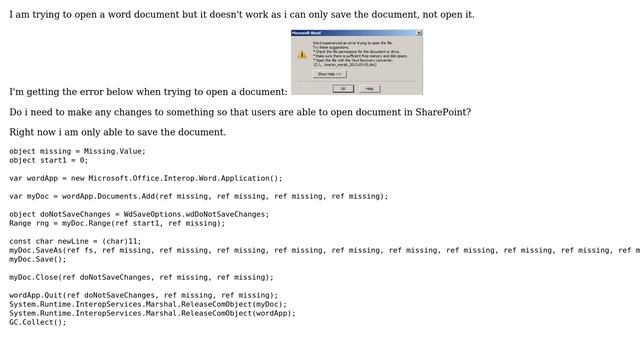 Sharepoint: Cannot open microsoft.office.interop.word document (2 Solutions!!) смотреть онлайн