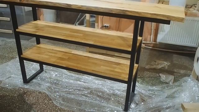 СТЕЛЛАЖ (КОНСОЛЬ, ЭТАЖЕРКА) ИЗ МАССИВА ДУБА В СТИЛЕ ЛОФТ смотреть онлайн