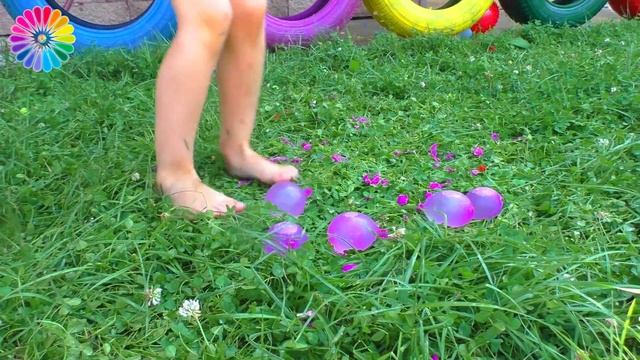 Learn Numbers And Colors With Water Balloons | Tires For Children | Play With Balloon Faces  IRL