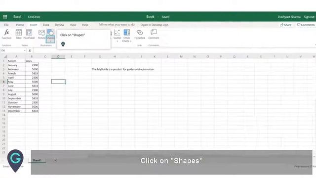 How to insert shapes in MS Excel online #Office365 #Excel смотреть онлайн