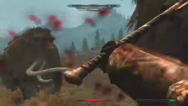 Skyrim Warrior Gameplay Battle Dragon Mammoths Giants смотреть онлайн