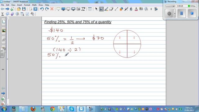 Finding 25 percent 50 percent and 75 percent of a quantity using a diagram смотреть онлайн
