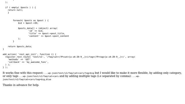 Wordpress: WordPress custom API endpoint - how to make the request more flexible смотреть онлайн