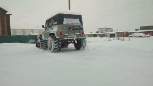 Уборка снега, УАЗ ЛапотЬ, на ободрышах, отвал для уаз!